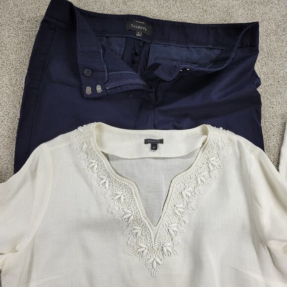 Talbots Womens Capsule Wardrobe Set L/12 Linen Top & Ankle Pants Casual Travel - Picture 9 of 13